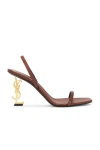 Saint Laurent Opyum Slingback Sandals In Vegetable-tanned Leather In Bruciato