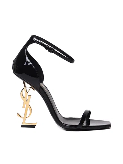 SAINT LAURENT OPYUM SANDAL IN PATENT LEATHER WITH GOLDEN HEEL