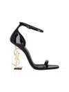 Saint Laurent Opyum Patent Leather Sandals With Structured Heel Featuring Metal Ysl Initials And Adj In Black