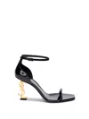 Saint Laurent Opyum Sandals In Patent Leather With A Gold-toned Heel In Black