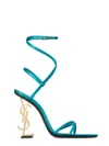 Saint Laurent Opyum 110 Monogram Sandals In Blue