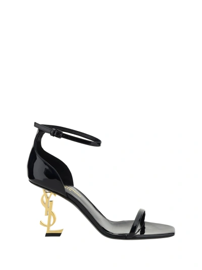 Saint Laurent Structured Heel Sandals In Black