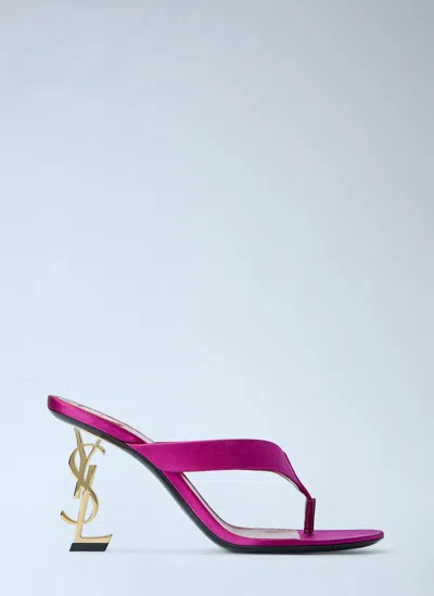 Saint Laurent Opyum Satin Thong Mule Sandals In Pink