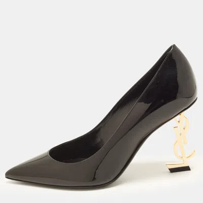 Pre-owned Saint Laurent Opyum Size 34 Black Patent Leather Pumps
