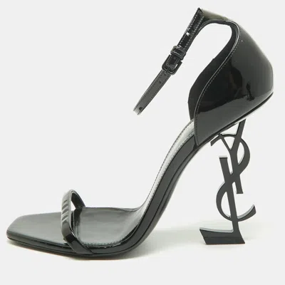 Pre-owned Saint Laurent Opyum Size 38 Black Patent Leather Sandals