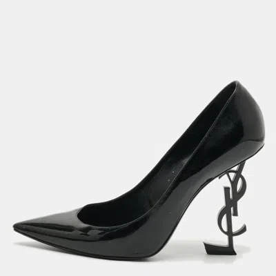 Pre-owned Saint Laurent Opyum Size 40 Black Patent Leather Pumps