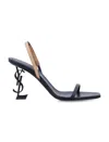 Saint Laurent Opyum Leather Sandals In Grey