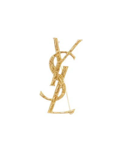Saint Laurent Opyum Ysl Crocodile Brooch In Gold