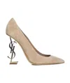 Saint Laurent Opyum Suede Pump With Light Golden Heel In Nude