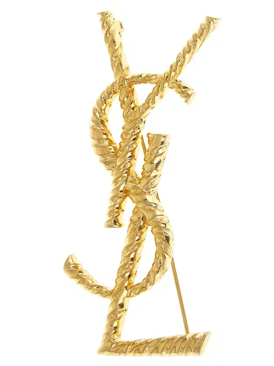 Saint Laurent Cassandra Brooch In Yellow