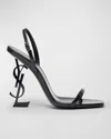 Saint Laurent Opyum Ysl Logo-heel Sandals With Black Hardware In Nero