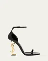 Saint Laurent Opyum Ysl Logo-heel Sandals With Golden Hardware In Black