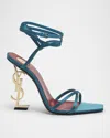 Saint Laurent Opyum 110 Monogram Sandals In 4415 Duck Blu