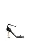 Saint Laurent Opyum Ysl Patent Leather Sandals In Black