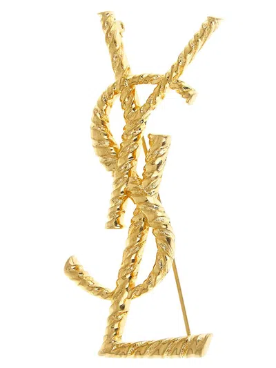 Saint Laurent 'opyum Ysl' Pin In Gold