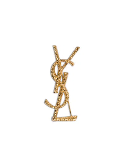 Saint Laurent Opyum Ysl Twisted Metal Brooch  Woman