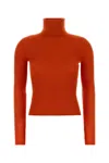 Saint Laurent Cashmere Blend Turtleneck Fitted Sweater In Orange
