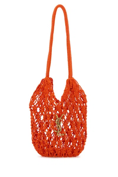 SAINT LAURENT ORANGE CROCHET BUCKET BAG