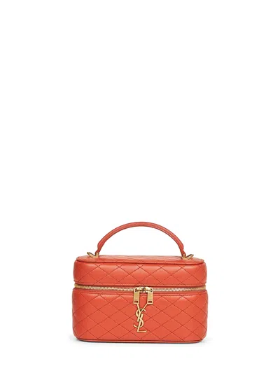 Saint Laurent Orange Gaby Vanity Bag With Shoulder Strap