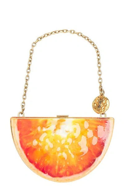 Saint Laurent Orange Mini Clutch In Multi