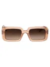 Saint Laurent Sunrise Thick Rectangle Acetate Sunglasses In Brown