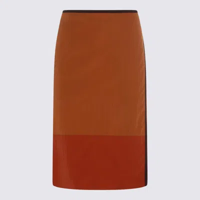Saint Laurent Orange Skirt In Multi