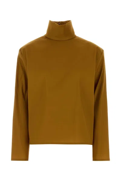 SAINT LAURENT ORANGE STRETCH SILK BLEND TOP