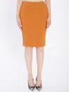Saint Laurent Satin Pencil Skirt Slim Fit Design In Orange