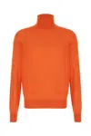 Saint Laurent Wool Blend Turtleneck Sweater In Orange