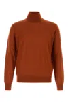 Saint Laurent Turtleneck Wool Sweater In Brown