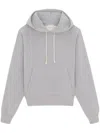 Saint Laurent Cassandre-embroidered Cotton Hoodie In Grey