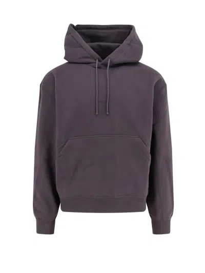 Saint Laurent Organic Cotton Sweatshirt With Frontal Logo Embroidery In Purple