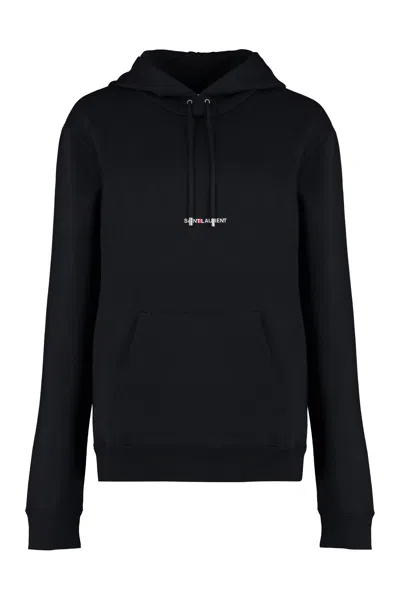 Saint Laurent Organically Grown Cotton Hoodie In Black