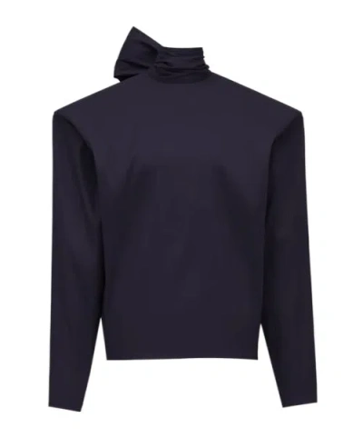 Saint Laurent Organza Top In Blue