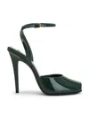 Saint Laurent Orhand Peep Toe Pump In Imperial Green