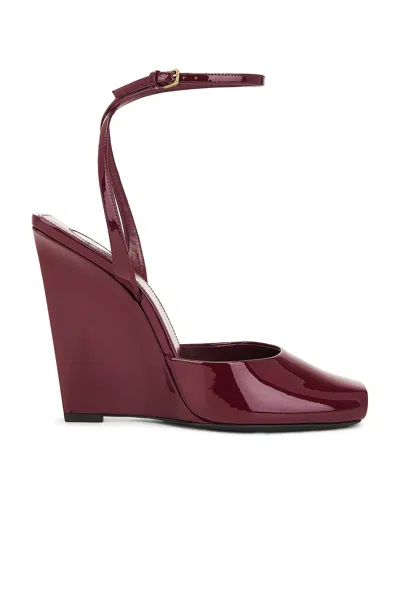 Saint Laurent Orhand Peep Toe Wedge In Red