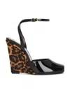 Saint Laurent Orhand Peep Toe Wedge In Nero