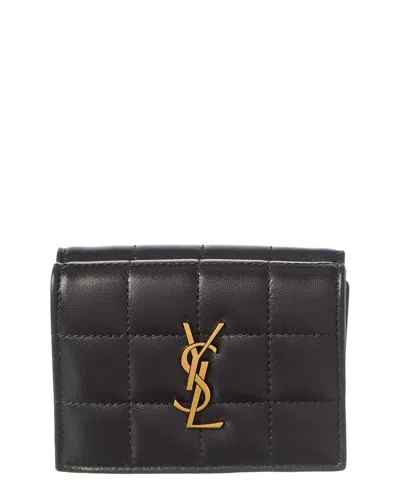 Saint Laurent Origami Tiny Leather Card Holder In Black