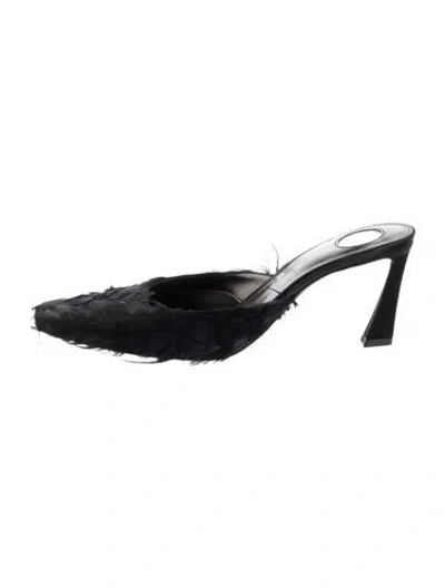 Pre-owned Saint Laurent Ostrich Feather Mules In Black