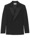 Saint Laurent Tuxedo Jacket In Grain De Poudre In Black