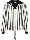 Saint Laurent Vertical Stripe Zipped Jacket In Noircraie