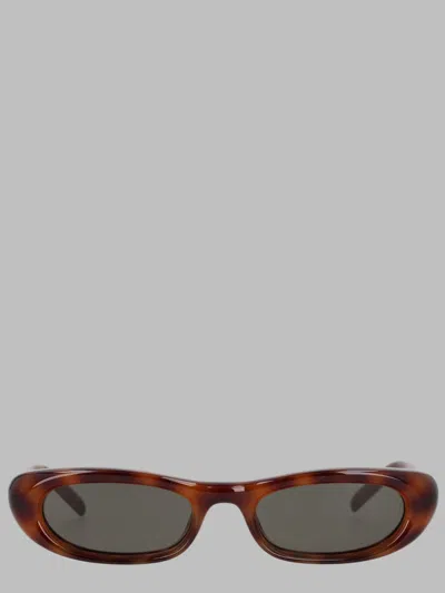 Saint Laurent Oval Acetate Sunglasses In Brown