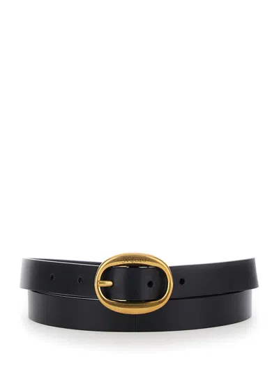 Saint Laurent Oval Buckle Belt In Black