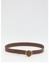 Saint Laurent Belt With Oval Buckle In Brown