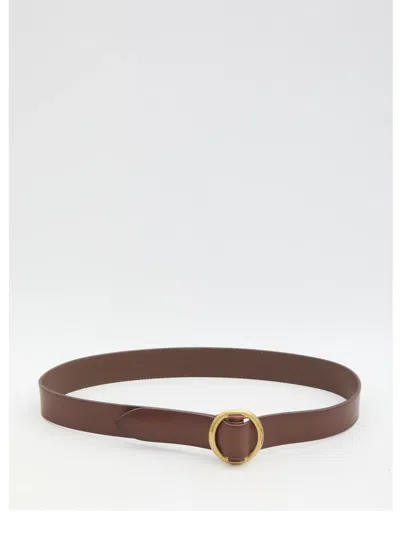 Saint Laurent Belt With Oval Buckle In Brown