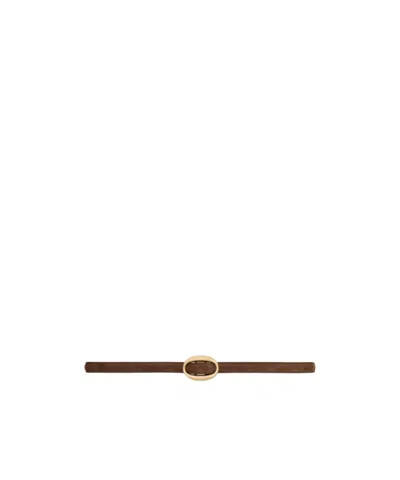 Saint Laurent Oval Buckle Belt In Brown