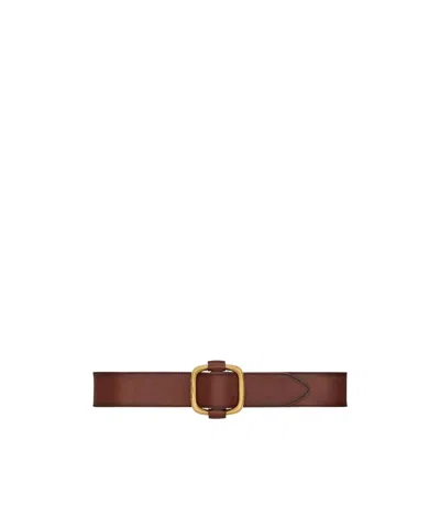 Saint Laurent Oval Buckle Belt In Red