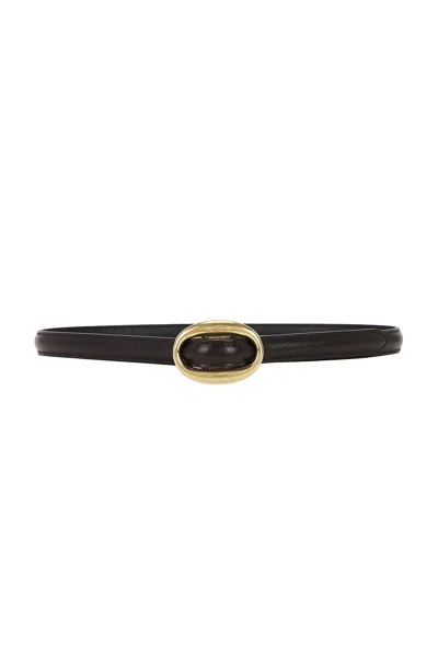 Saint Laurent Oval Buckle Thin Belt In Black