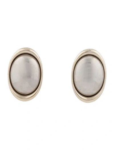 Pre-owned Saint Laurent Oval Cabochon Clip-on Earrings In Multi