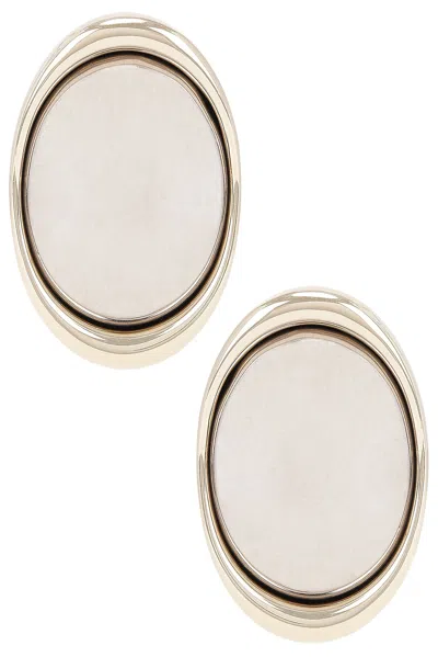 Saint Laurent Oval Earrings In Or Pale & Argent Oxy